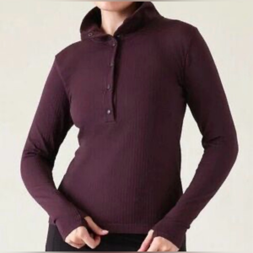 Athleta Deep Purple Ribbed Top - Picture 3 of 10